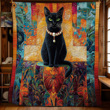 Black Cat Portrait WY2512004CL Quilt Blanket