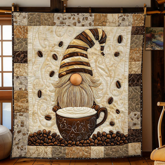 Cozy Coffee Gnome WN2512054CL Quilt Blanket