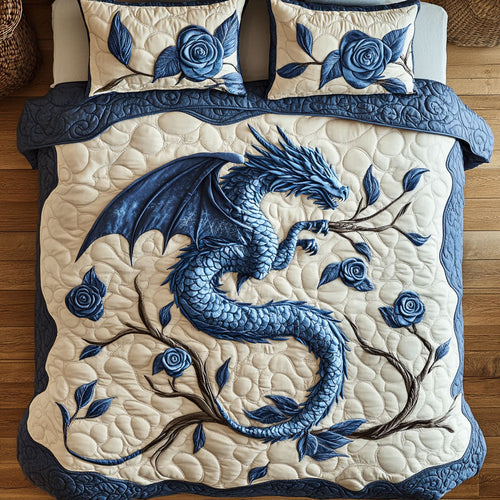 Blue Dragon And Rose WY0803059CL Quilted Bedding Set