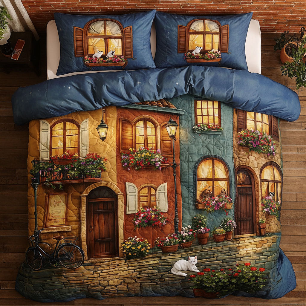 Cats Of The Old Town WJ1303032CL Quilted Bedding Set