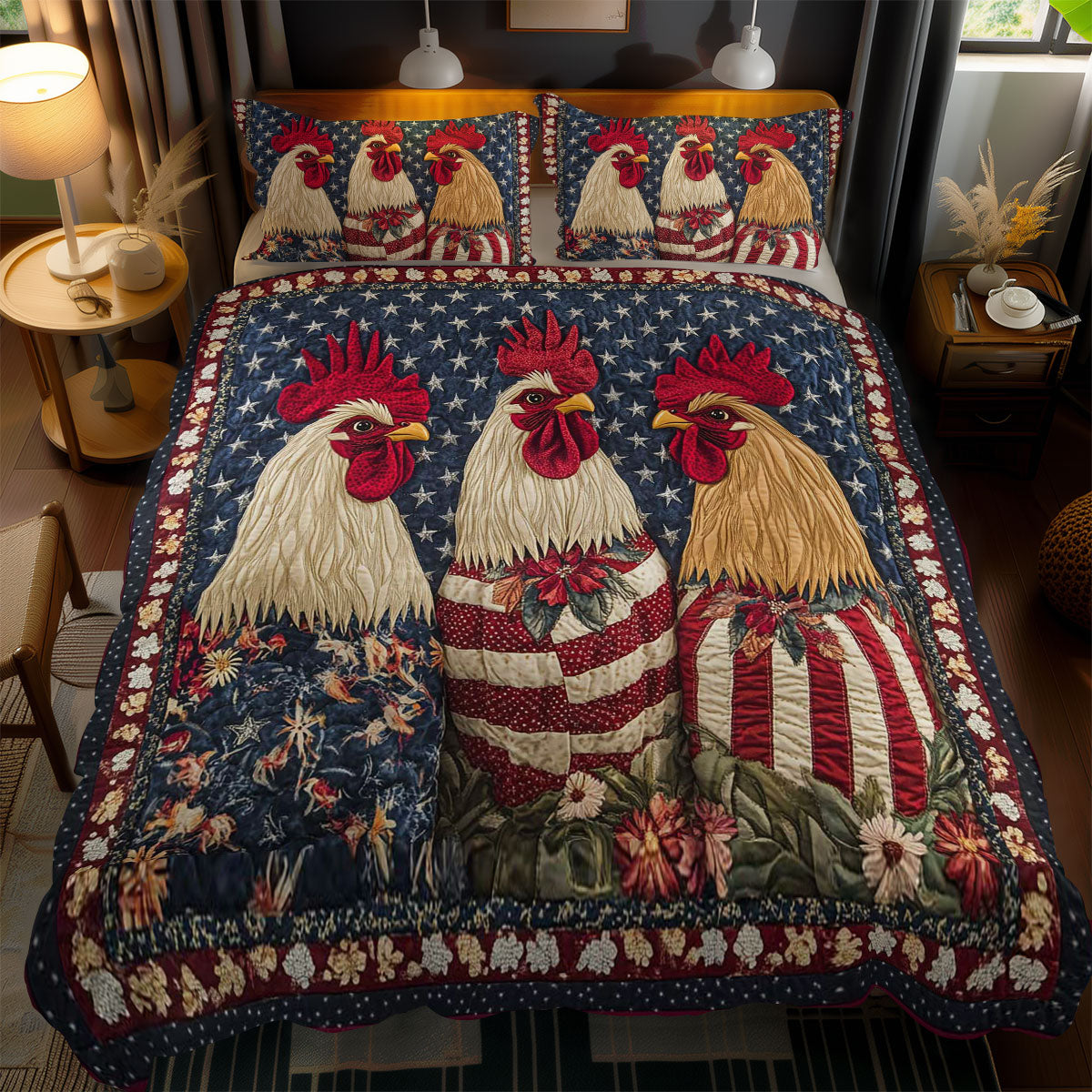 Freedom Rooster WN1002064CL Quilted Bedding Set