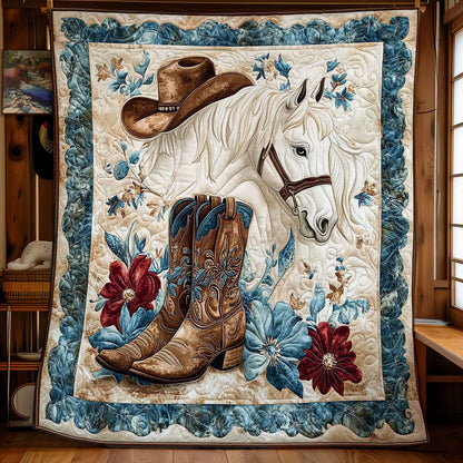 Cowboy And White Horse WY1701032CL Quilt Blanket