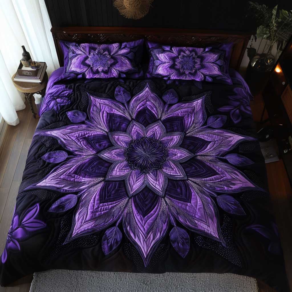 Purple Flower WN1702048CL Quilted Bedding Set