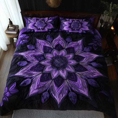 Purple Flower WN1702048CL Quilted Bedding Set