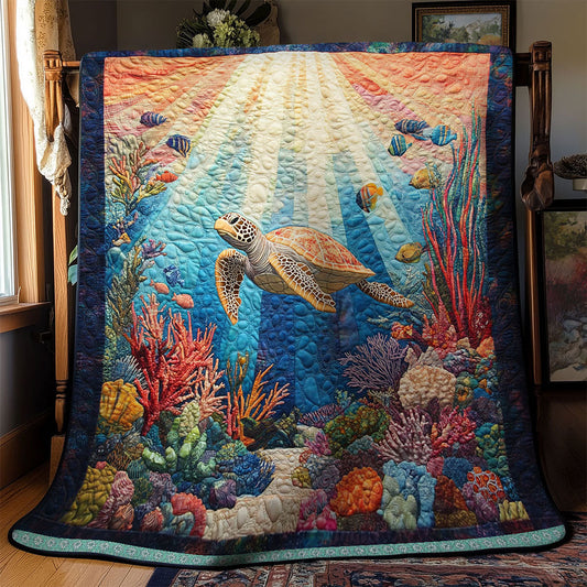 Sea Turtle Coral WT2402021CL Quilt Blanket