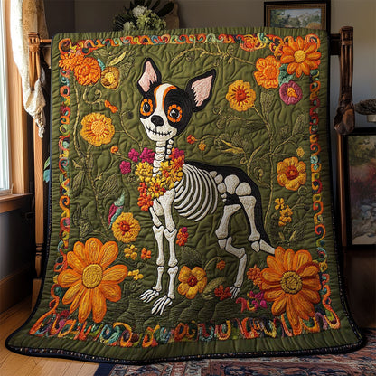 Sugar Skull Chihuahua WN2201019CL Quilt Blanket