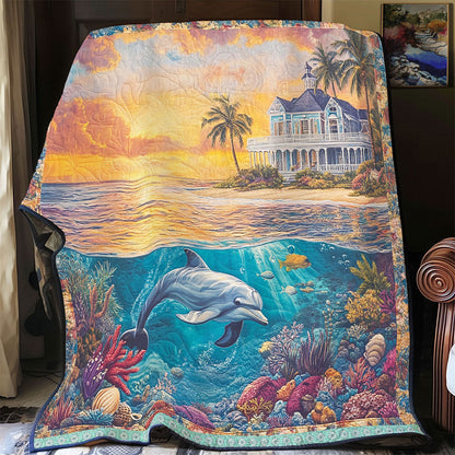 Dolphin Sunset Sky WT1403096CL Quilt Blanket