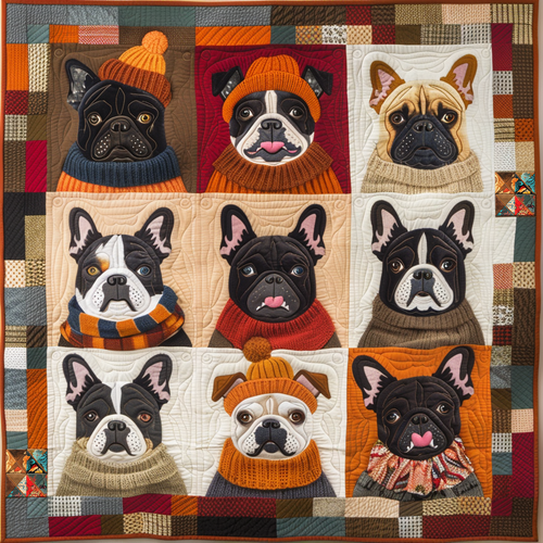 French Bulldogs Sweater WG1003013CL Quilt Blanket