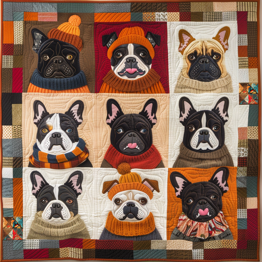 French Bulldogs Sweater WG1003013CL Quilt Blanket