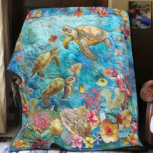 Turtle In Ocean WY0202078CL Quilt Blanket