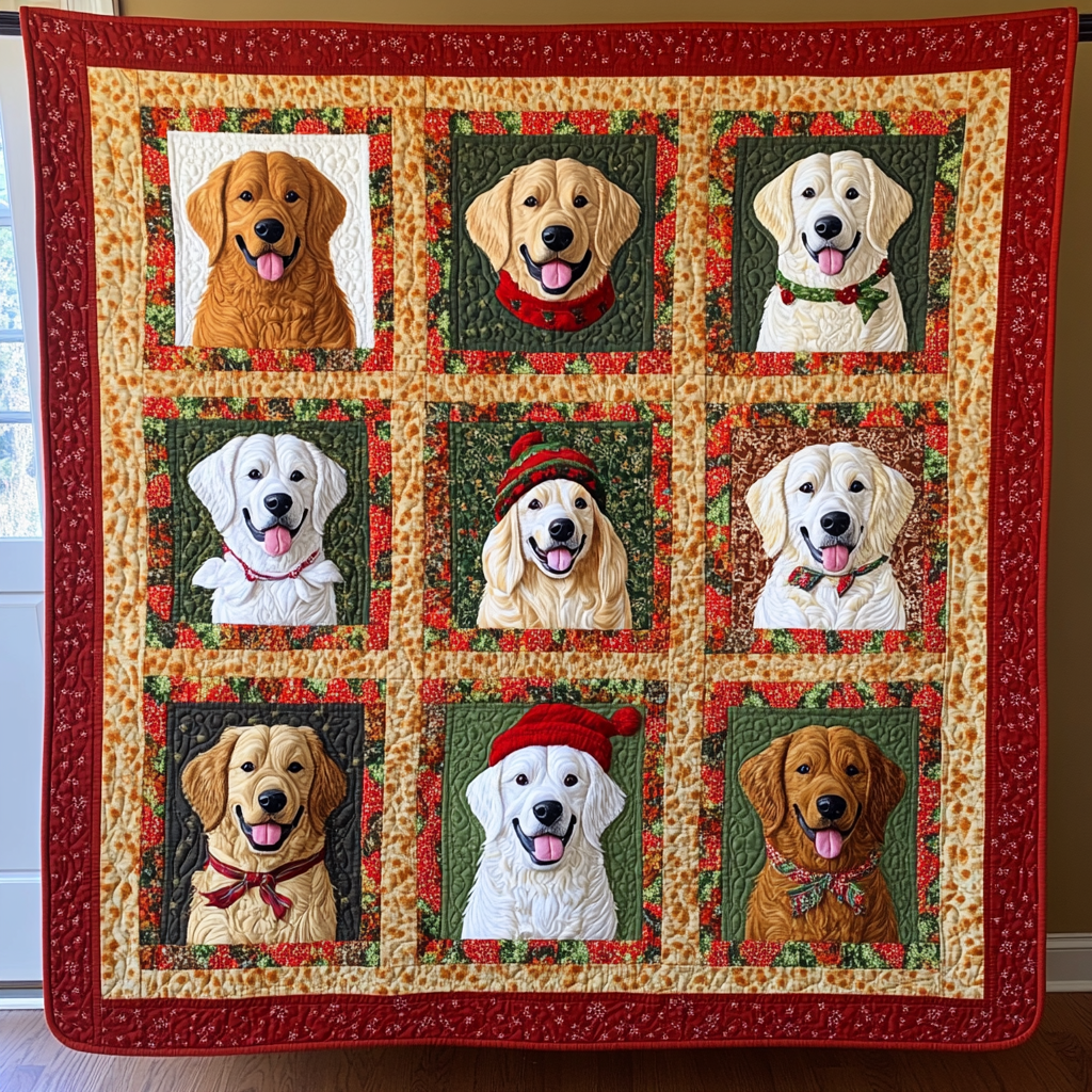 Winter Golden Retrievers XR2009017CL Quilt Blanket
