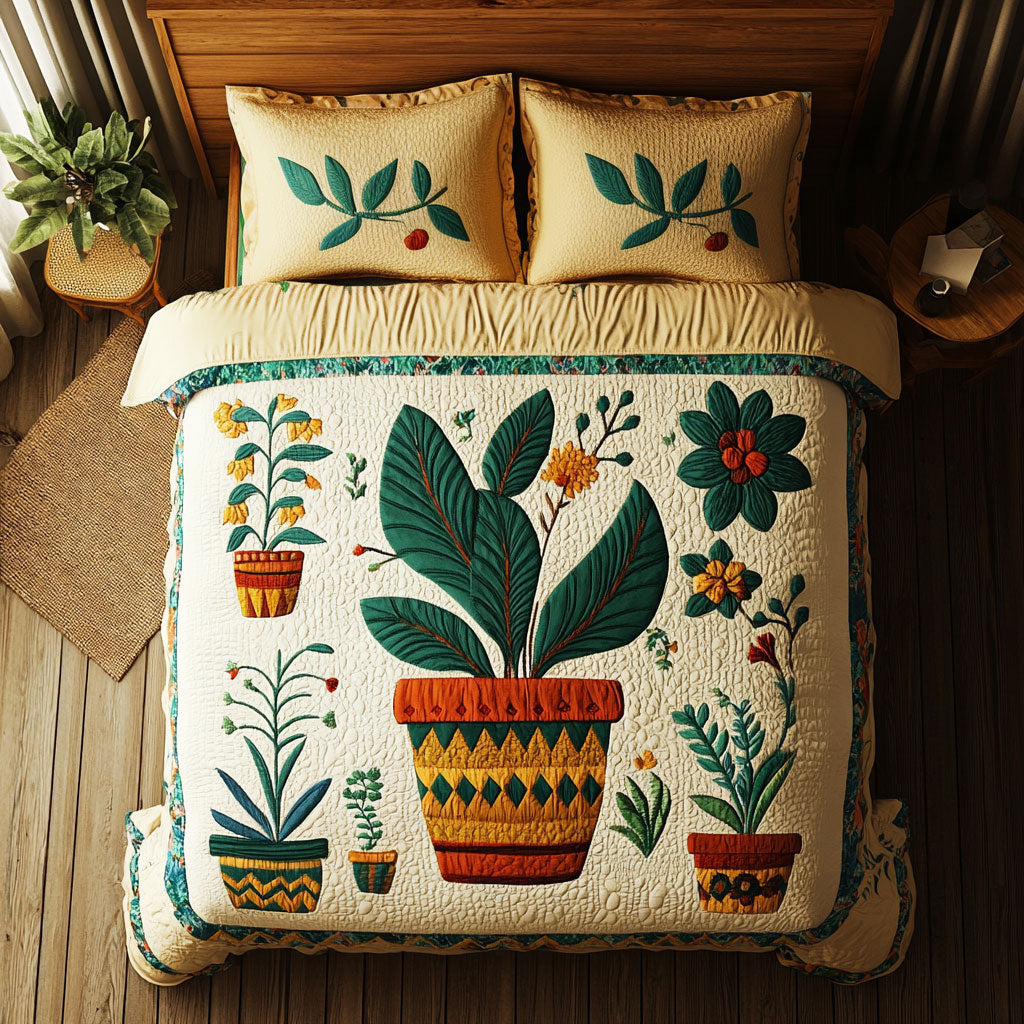 Boho Plant WJ2002022CL Quilted Bedding Set