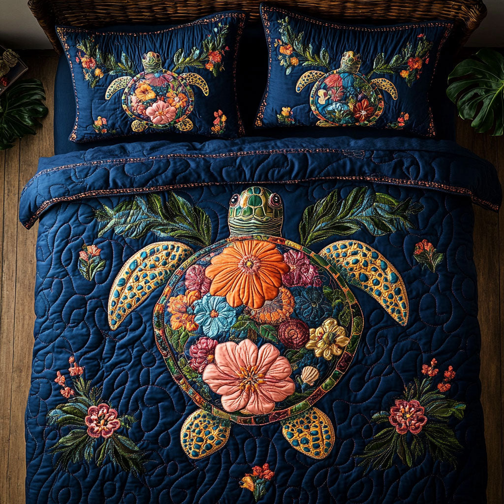Floral Turtle Shell WY1902005CL Quilted Bedding Set