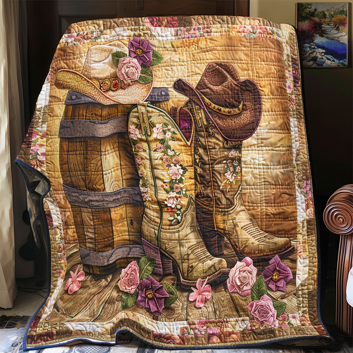 Rustic Cowboy Charm WX0201034CL Quilt Blanket