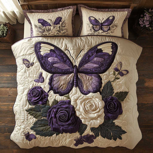 Purple Mornach Butterfly WP0602008CL Quilted Bedding Set