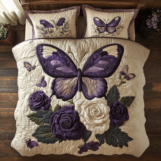 Purple Mornach Butterfly WP0602008CL Quilted Bedding Set