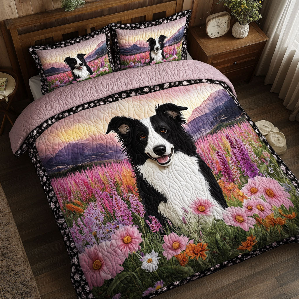 Border Collie Happy WT0703078CL Quilted Bedding Set