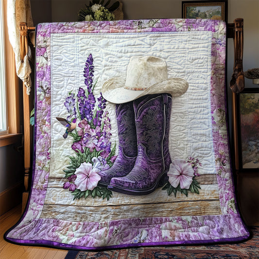 Purple Cowboy Boots WY0611027CL Quilt Blanket