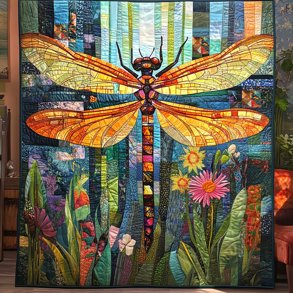 Floral Dragonfly XR0310005CL Quilt Blanket
