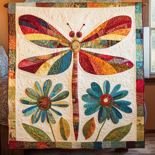Vibrant Dragonfly In Flower WY2702126CL Quilt Blanket