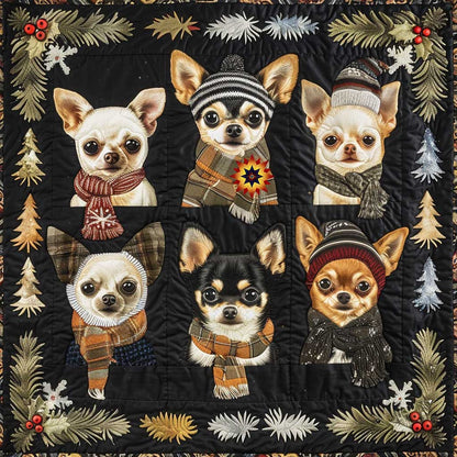 Chihuahua Celebrating Christmas WP1110014CL Quilt Blanket