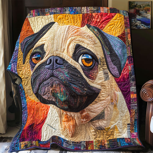 Adorable Pug WX0303058CL Quilt Blanket