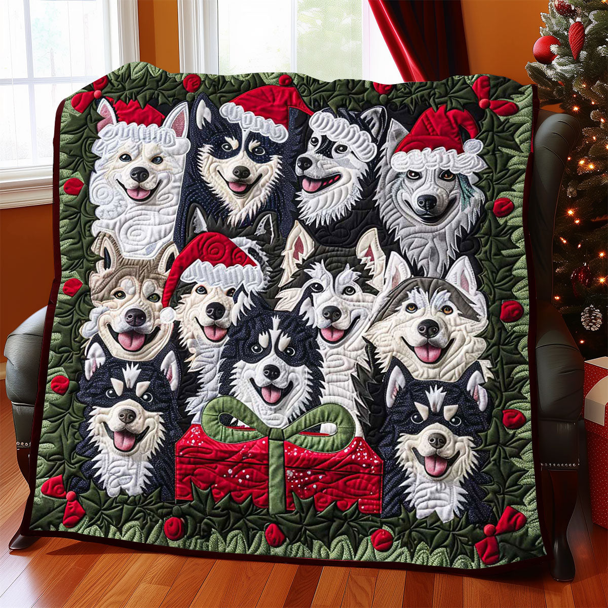 Husky Christmas Gift WP1508011CL Quilt Blanket