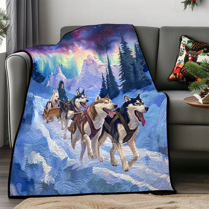 Sledding Husky Aurora WP1308028CL Quilt Blanket