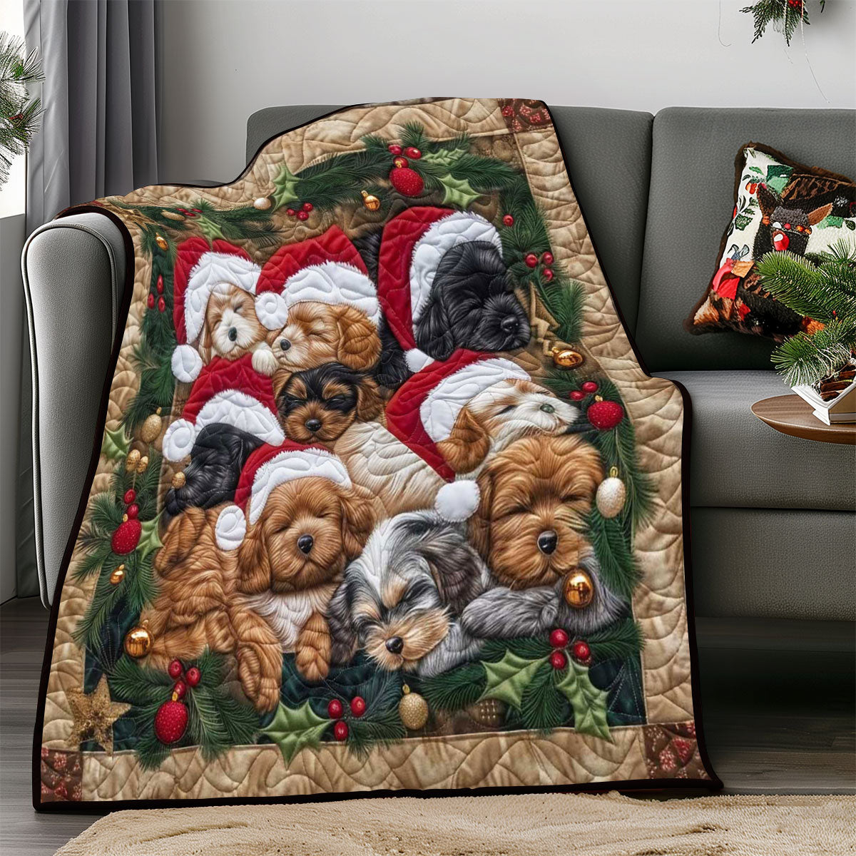 Sleeping Puppy Christmas WP1308029CL Quilt Blanket