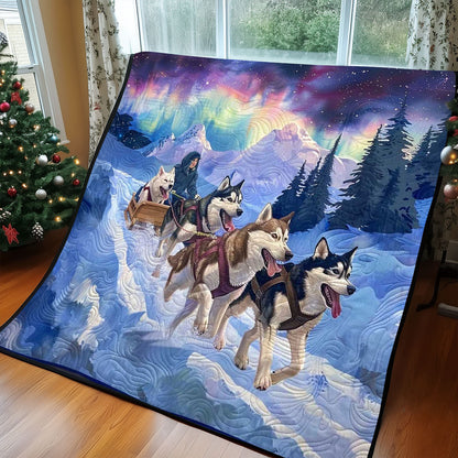 Sledding Husky Aurora WP1308028CL Quilt Blanket