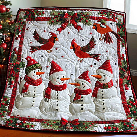 Cardinal Snowman WP1308004CL Quilt Blanket