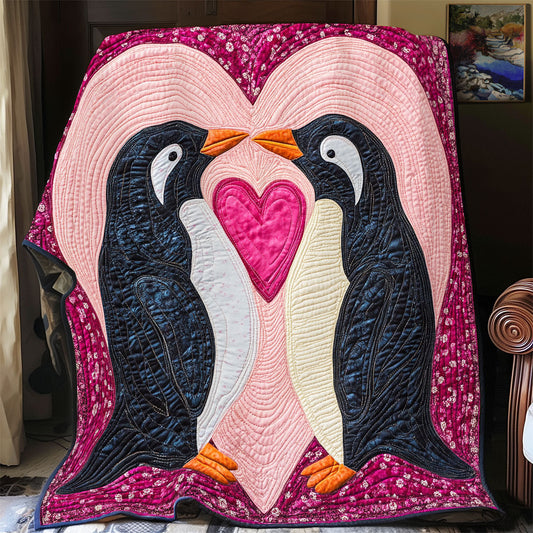 Penguins Valentine WX1601071CL Quilt Blanket