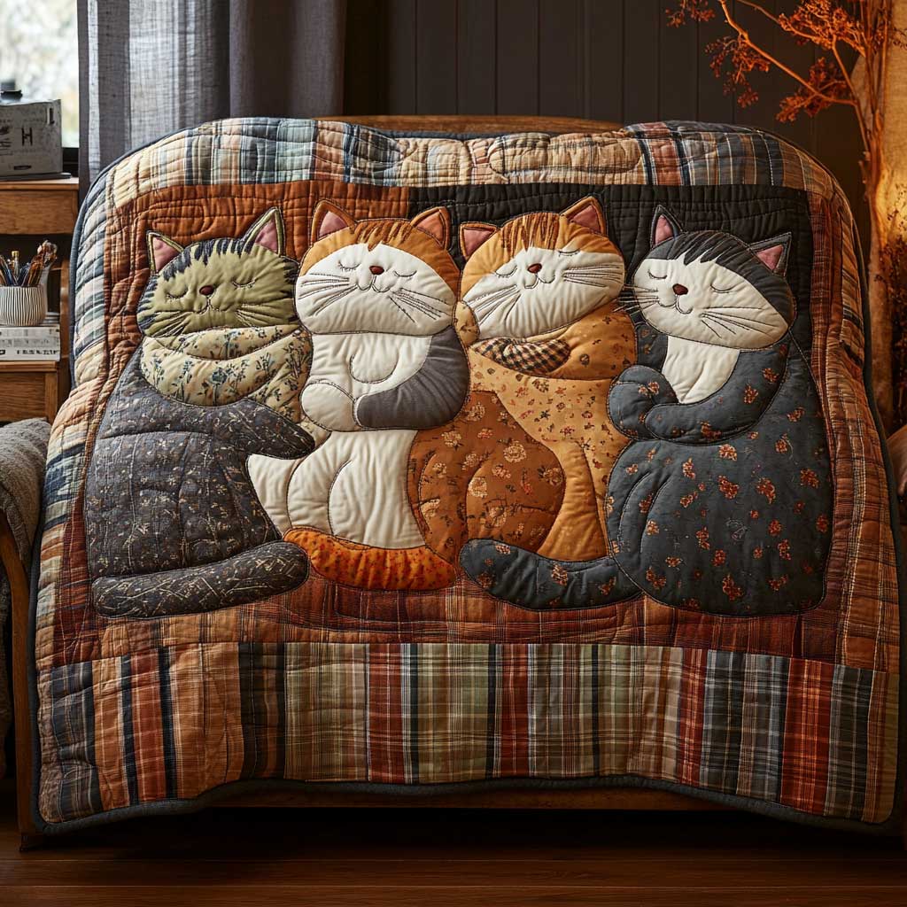 Adorable Cat Family WP0302006CL Quilt Blanket