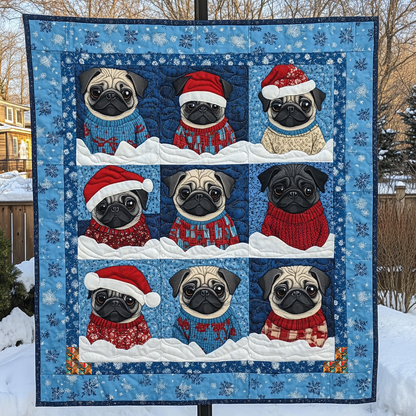 Pug Christmas Night XR0210009CL Quilt Blanket