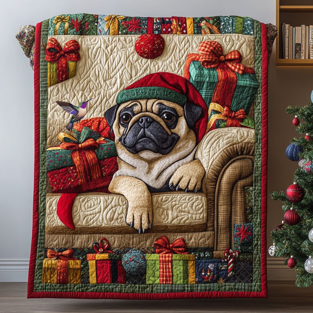 Pug Christmas WX0511038CL Quilt Blanket