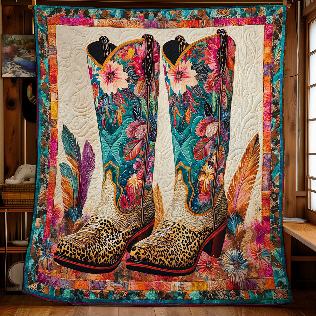 Feather Cowboy Boots WY2201064CL Quilt Blanket