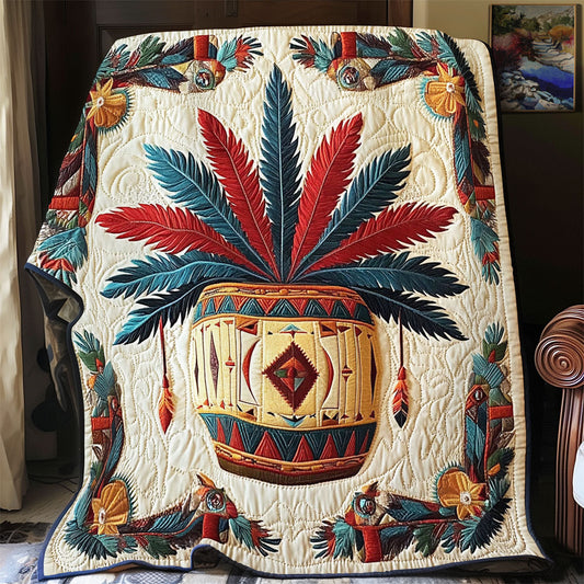 Native Feather Drum WY2101070CL Quilt Blanket
