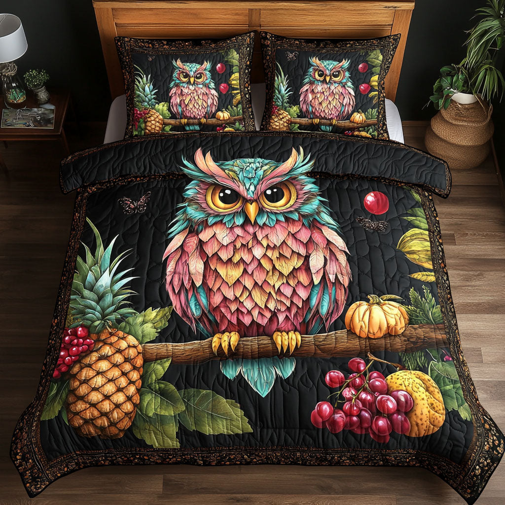 Owl Pink Tree WT1102007CL Quilted Bedding Set