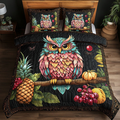 Owl Pink Tree WT1102007CL Quilted Bedding Set