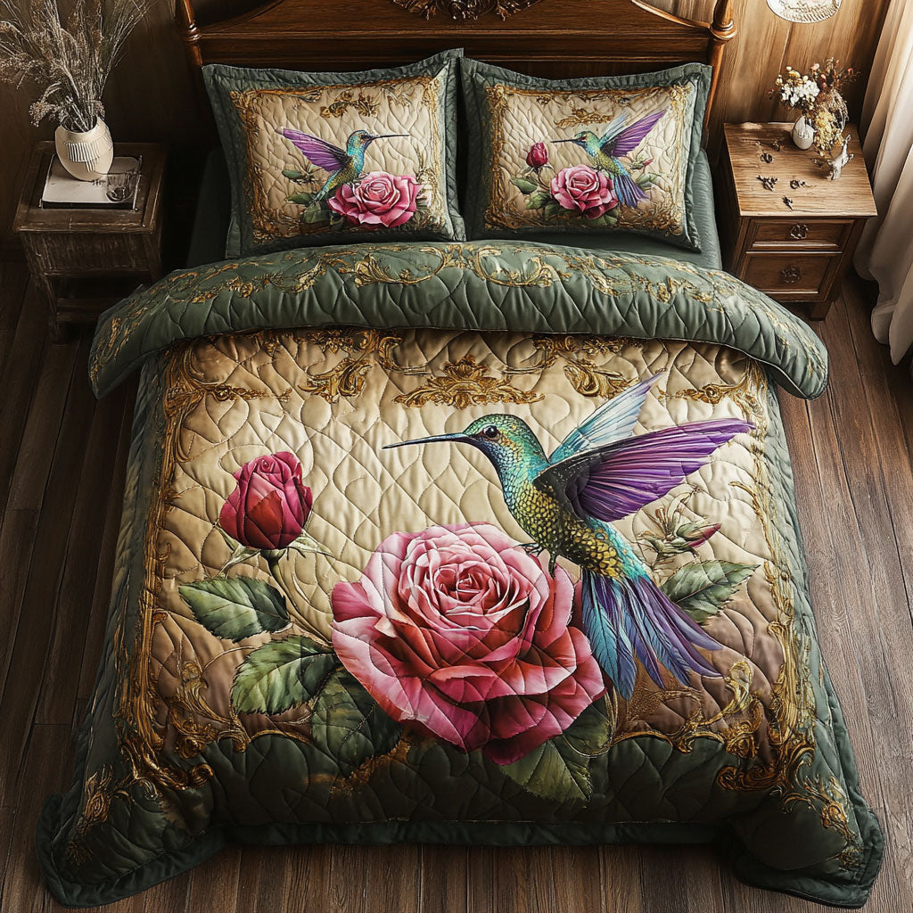 Hummingbird Roses WT1302004CL Quilted Bedding Set
