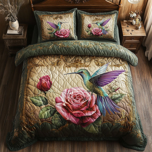 Hummingbird Roses WT1302004CL Quilted Bedding Set