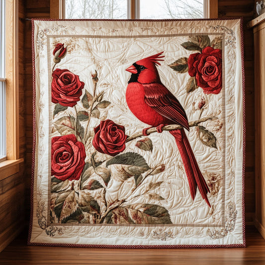Crimson Cardinal Melody CW1706006CL Quilt Blanket