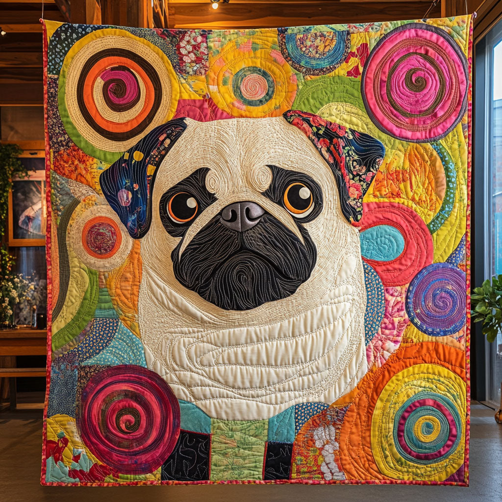 Vivid Pug Reverie CW1507049CL Quilt Blanket