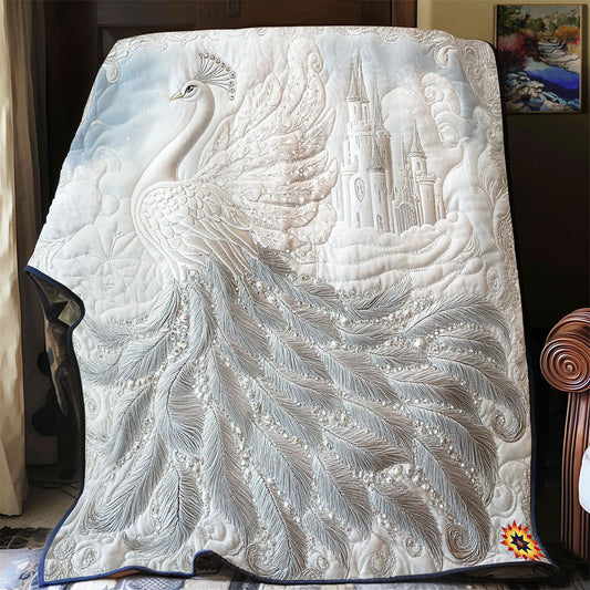 Peacock In Snow Castle WY2512022CL Quilt Blanket