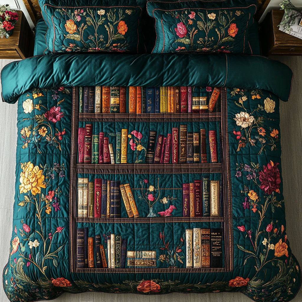 Bookshelf In Garden WY1902001CL Quilted Bedding Set
