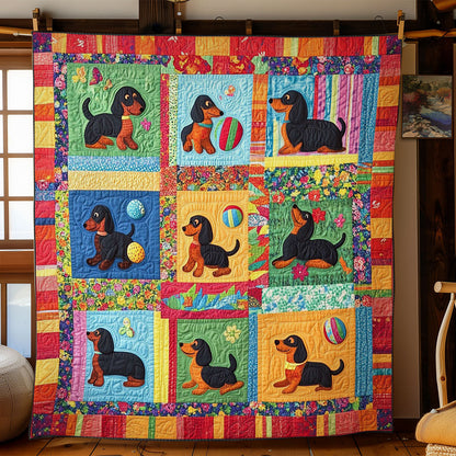 Dachshund Playing WY0801016CL Quilt Blanket