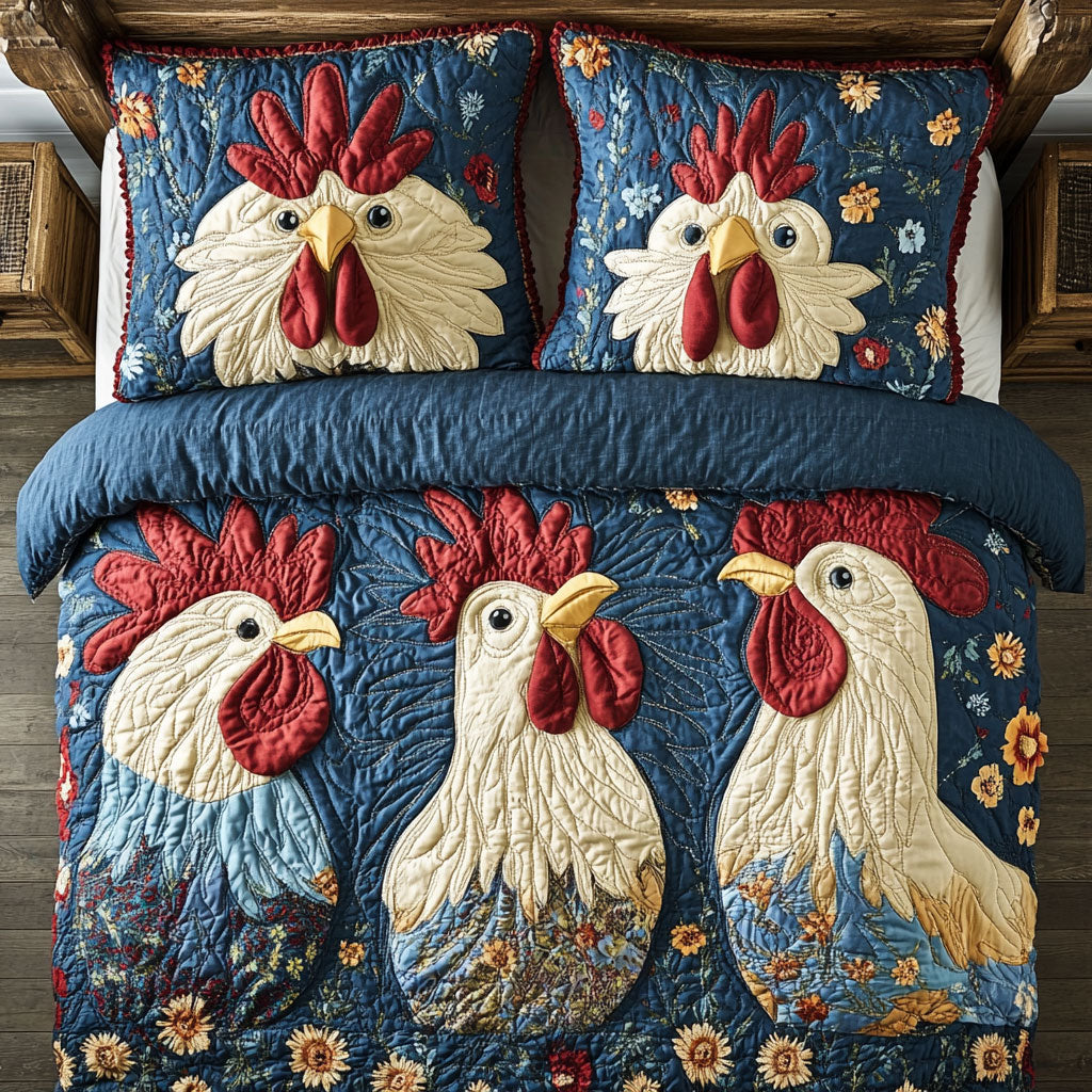 Rooster WY1202051CL Quilted Bedding Set