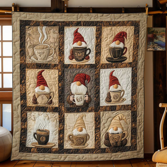 Coffee Time Gnome WN2612001CL Quilt Blanket