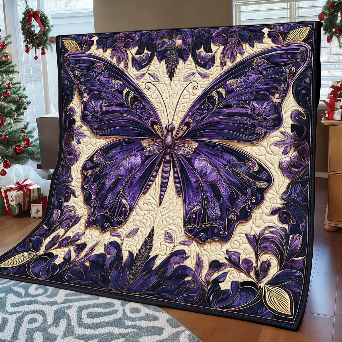 Royal Purple Butterfly WP0212039CL Quilt Blanket