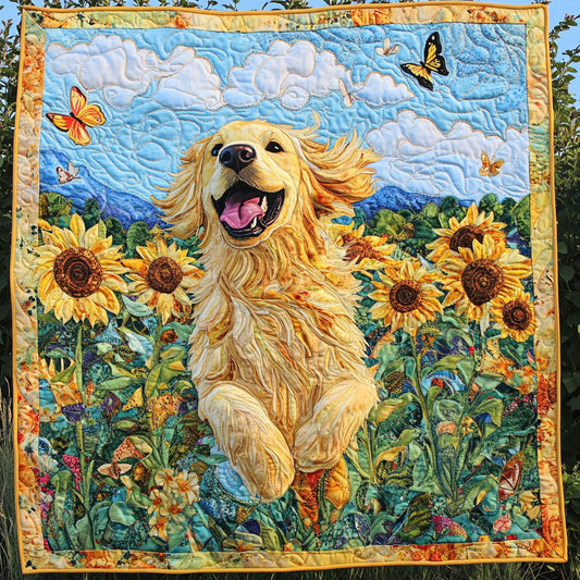 Golden Retriever Happy WT1403140CL Quilt Blanket